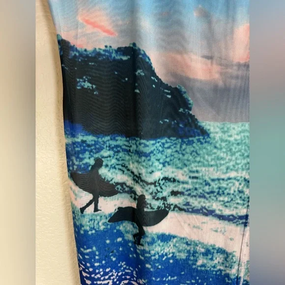 Celandine Printed Mesh Midi Dress Surfs Up Scene Print Small $88 Anthropologie - Picture 9 of 15